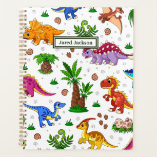 Cute Colorful Seamless Pattern Dinosaur Planner