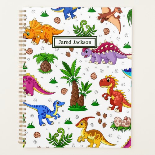 Cute Colorful Seamless Pattern Dinosaur  Planner