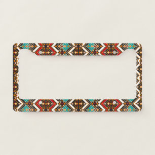 Cute colorful seamless ukrainian pattern license plate frame