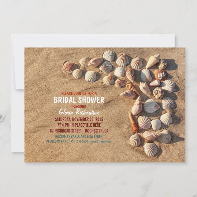 cute colorful seashells beach bridal shower invitation (Front)