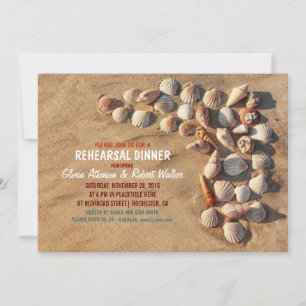 cute colorful seashells beach rehearsal dinner invitation