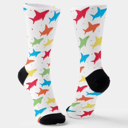 Cute Colorful Shark Pattern Socks