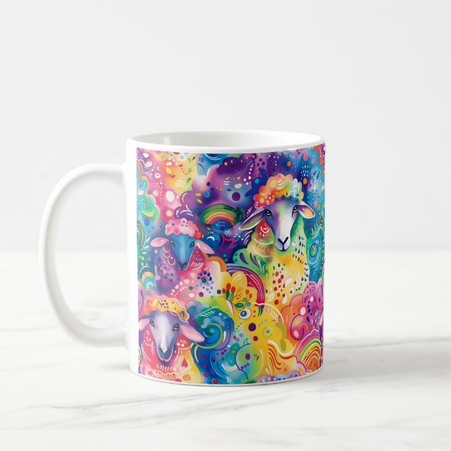 Cute colorful sheep pattern coffee mug (Left)