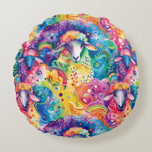 Cute colorful sheep pattern  round pillow