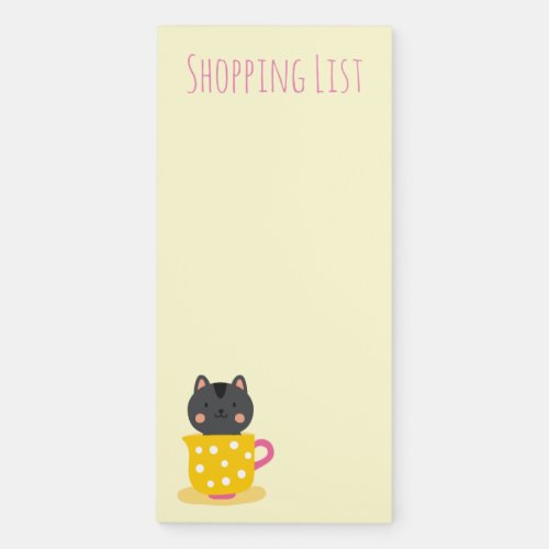 Cute colorful shopping list gray cat magnetic notepad