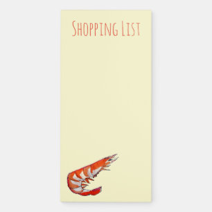 Cute colorful shopping list prawn shrimp magnetic notepad