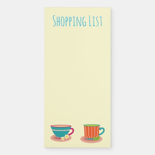 Cute colorful shopping list teacup magnetic notepad