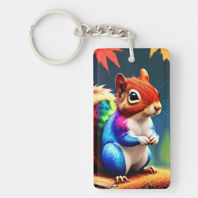 Cute Colorful Sitting Squirrel-75463 Keychain (Front)