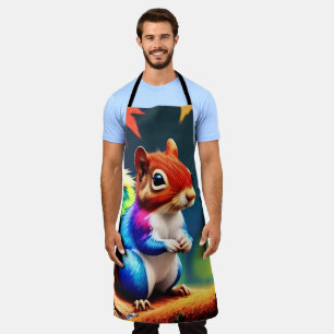 Cute Colorful Sitting Squirrel Apron