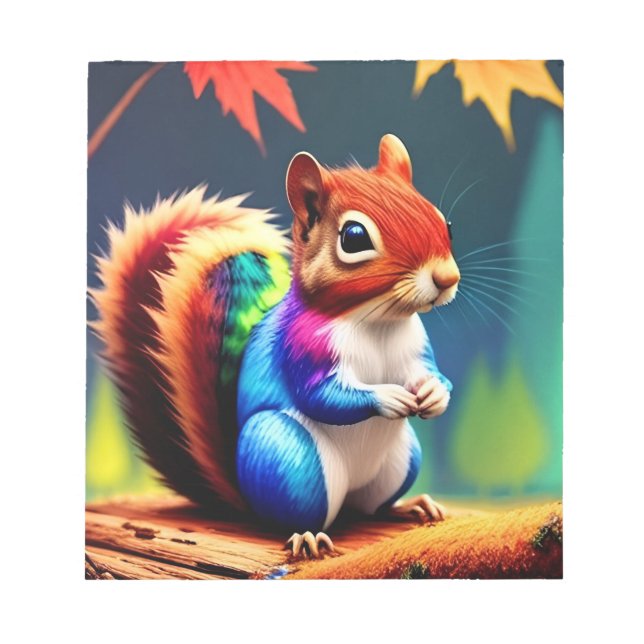 Cute Colorful Sitting Squirrel Notepad (Front)