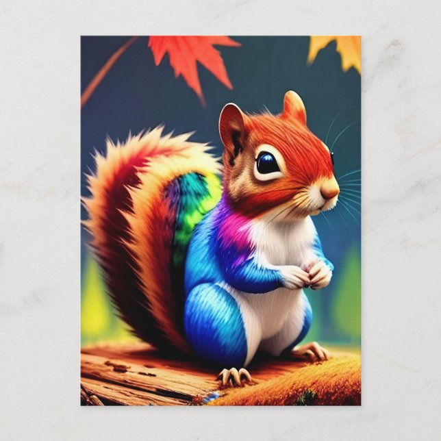 Cute Colorful Sitting Squirrel Postcard (Front)