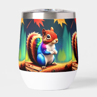 Cute Colorful Sitting Squirrel Thermal Wine Tumbler