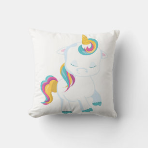 Cute Colorful Sleeping Baby Unicorn Throw Pillow