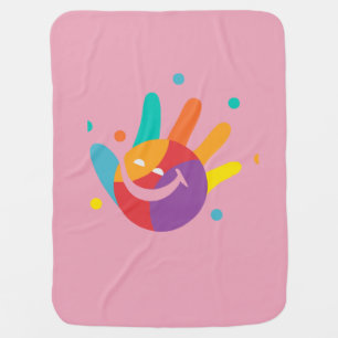 Cute Colorful Smile Handprint Baby Blanket