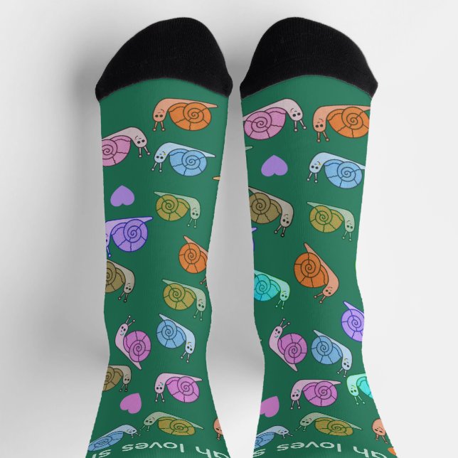 Cute Colorful Snail Pattern Socks snail lover gift (Top)