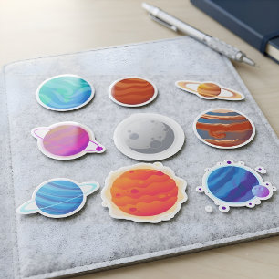 Cute Colorful Solar System Planets 9in1 Pack Sticker