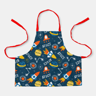 Cute Colorful Space Adventures Pattern Apron