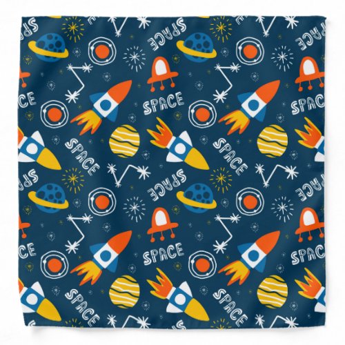 Cute Colorful Space Adventures Pattern Bandana