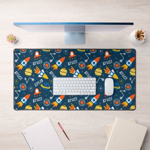 Cute Colorful Space Adventures Pattern Desk Mat