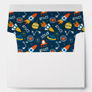 Cute Colorful Space Adventures Pattern Envelope