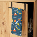 Cute Colorful Space Adventures Pattern Kitchen Towel