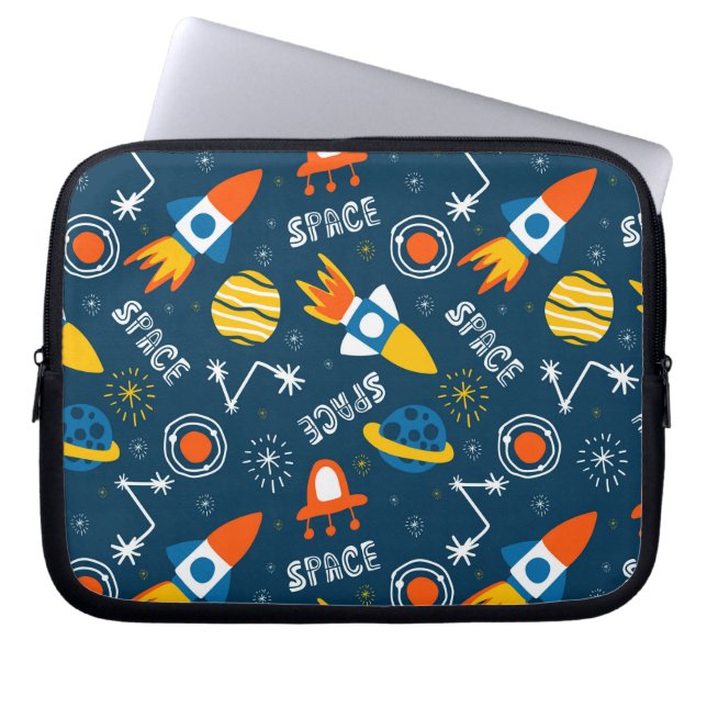 Cute Colorful Space Adventures Pattern Laptop Sleeve (Front)