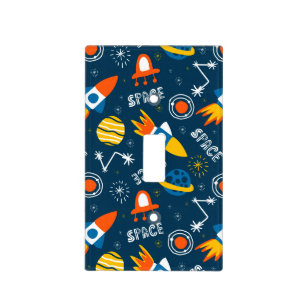 Cute Colorful Space Adventures Pattern Light Switch Cover