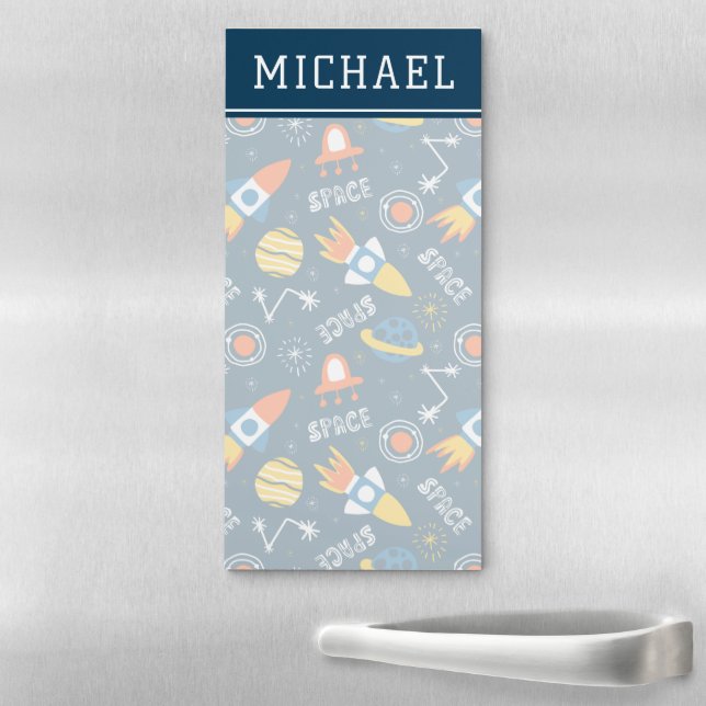Cute Colorful Space Adventures Pattern Magnetic Notepad (In Situ)
