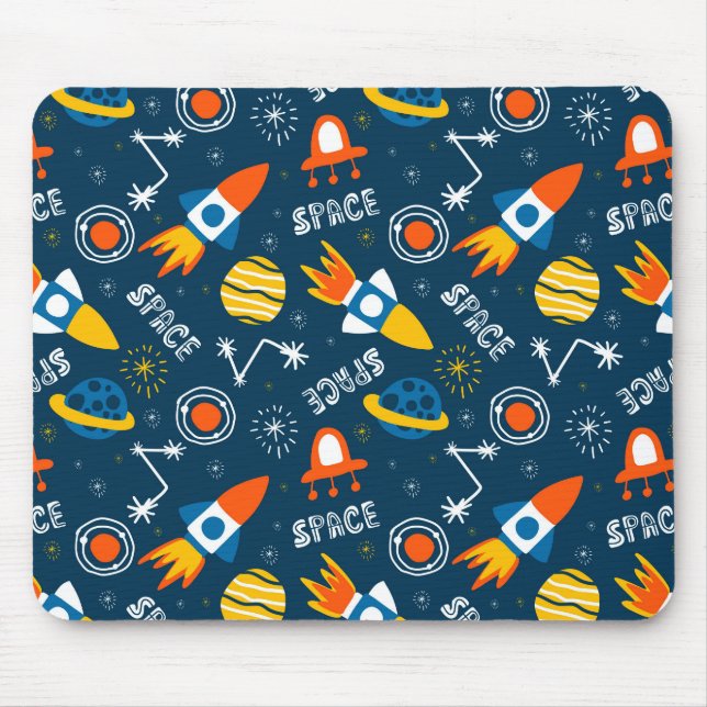 Cute Colorful Space Adventures Pattern Mouse Pad (Front)