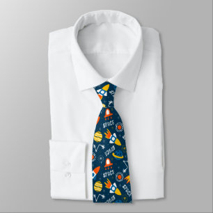 Cute Colorful Space Adventures Pattern Neck Tie