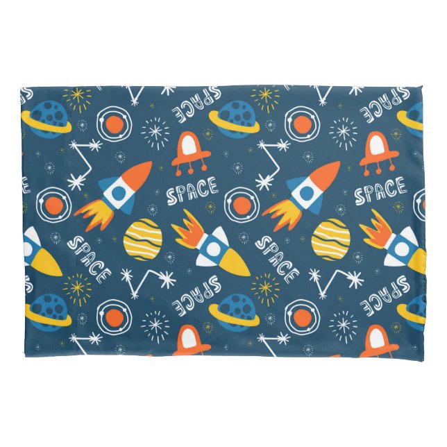 Cute Colorful Space Adventures Pattern Pillow Case (Front)