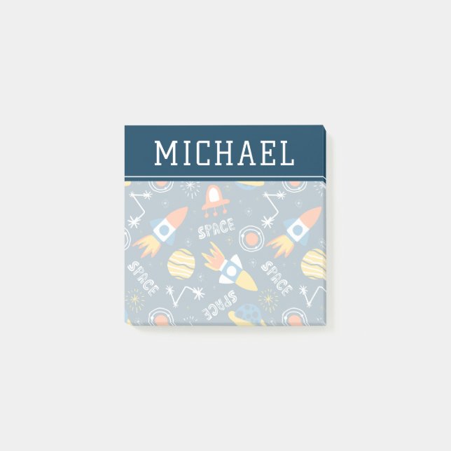 Cute Colorful Space Adventures Pattern Post-it Notes (Front)