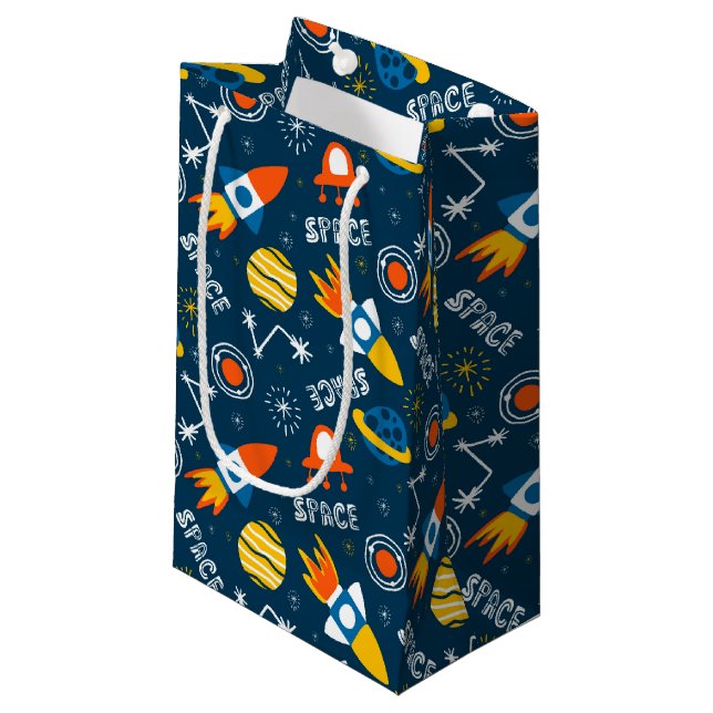 Cute Colorful Space Adventures Pattern Small Gift Bag (Front Angled)