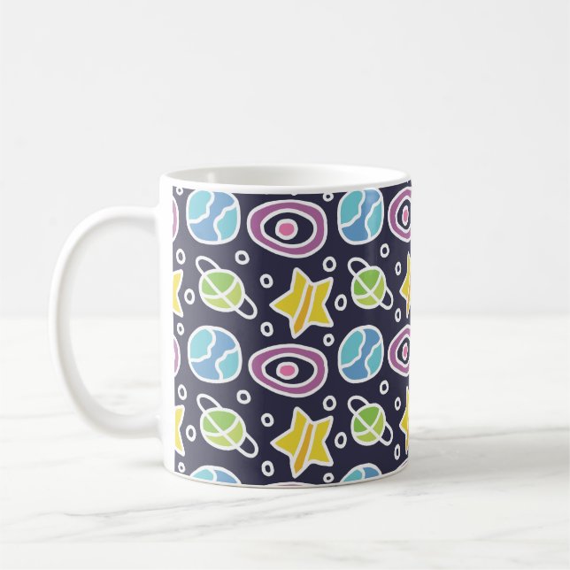 Cute Colorful Space Pattern Coffee Mug (Left)