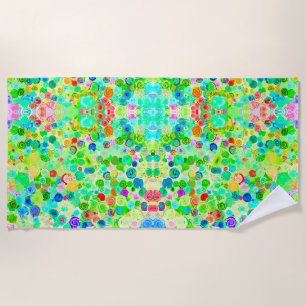 Cute colorful spiral cosmos patterns beach towel