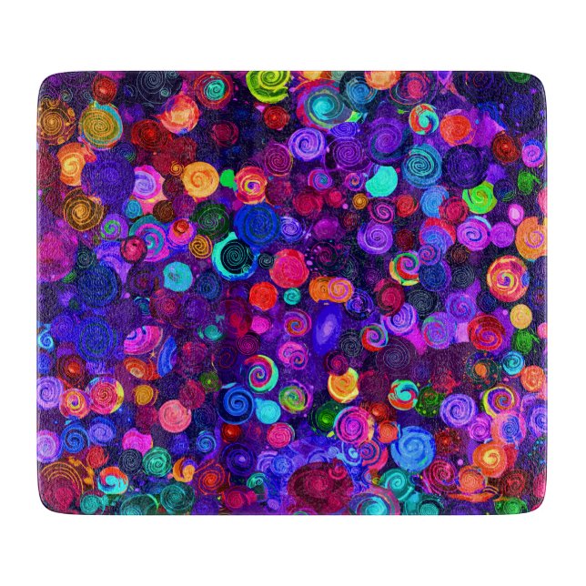 Cute colorful spiral cosmos patterns cutting board (Front)