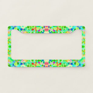 Cute colorful spiral cosmos patterns license plate frame