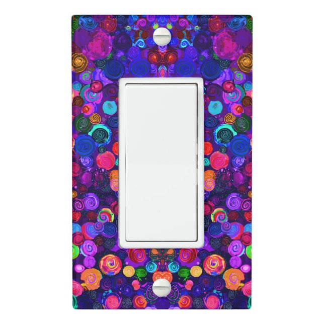 Cute colorful spiral cosmos patterns light switch cover (In Situ)