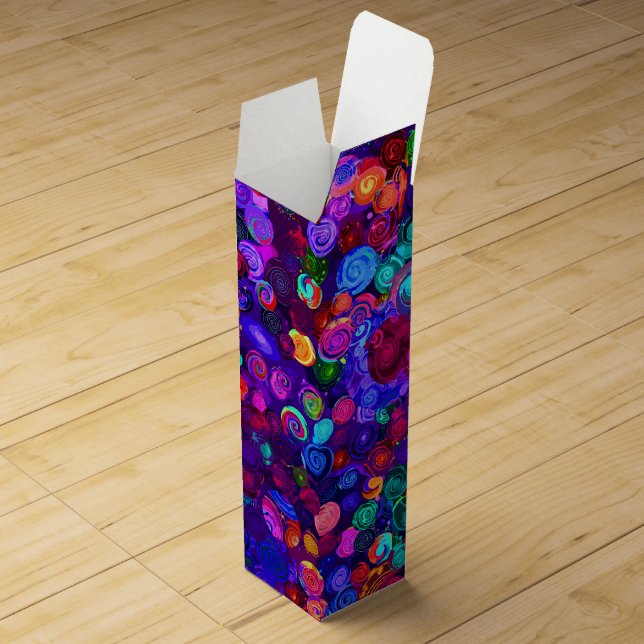 Cute colorful spiral cosmos patterns wine box (Opened)