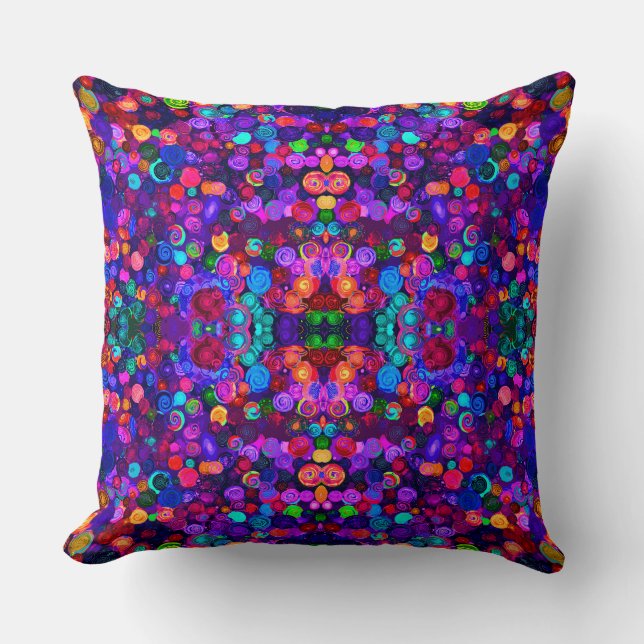 Cute colorful spiral cosmos pattrns throw pillow (Front)