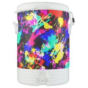 Cute colorful splatter paint beverage cooler