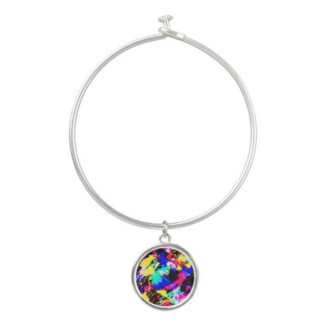 Cute colorful splatter paint car flag bangle bracelet (Front)