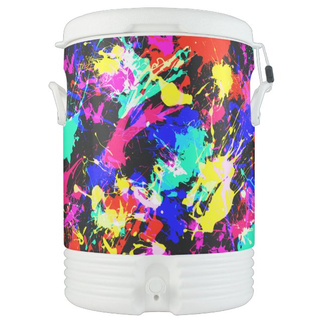 Cute colorful splatter paint car flag beverage cooler (Front)