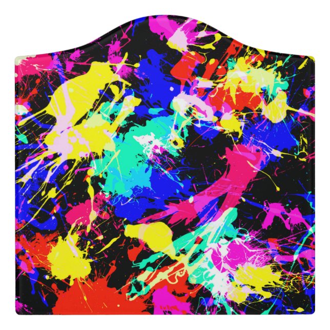 Cute colorful splatter paint car flag door sign (Large Crest Front)