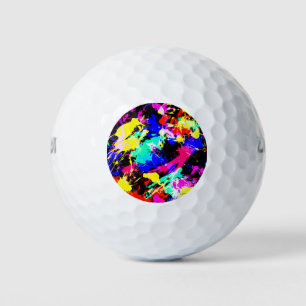 Cute colorful splatter paint car flag golf balls