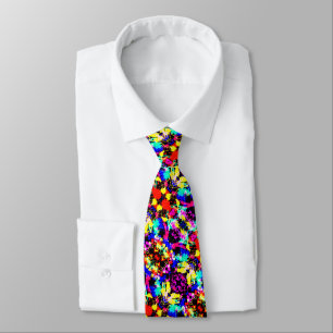 Cute colorful splatter paint car flag neck tie