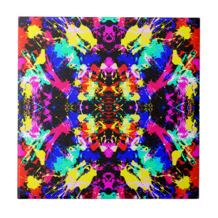 Cute colorful splatter paint ceramic tile