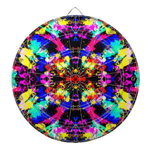 Cute colorful splatter paint dart board