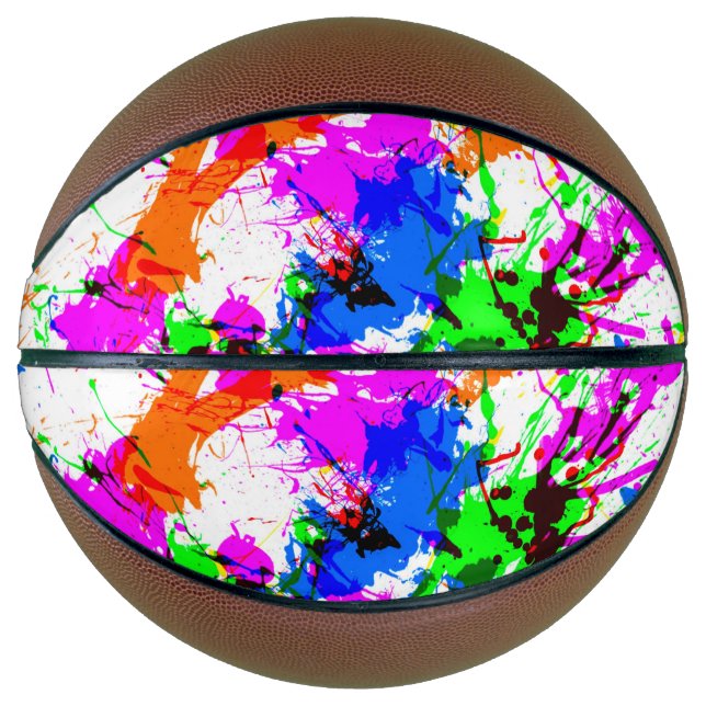 Cute colorful splatter paint design basketball (Front)