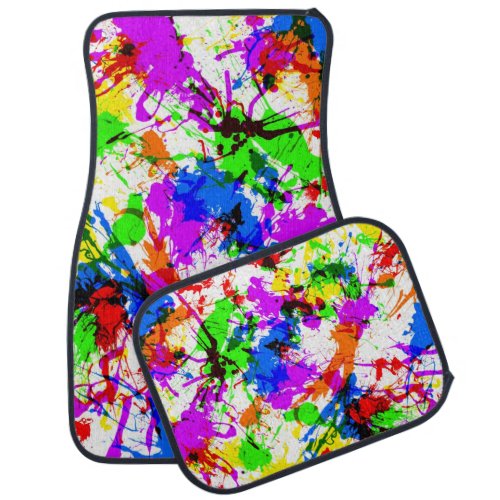 Cute colorful splatter paint design car floor mat